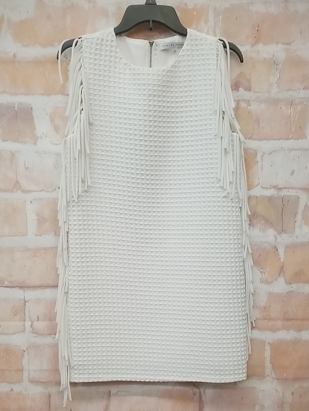 English Factory White Sleeveless Fringe Mini Dress - Picture 1 of 7